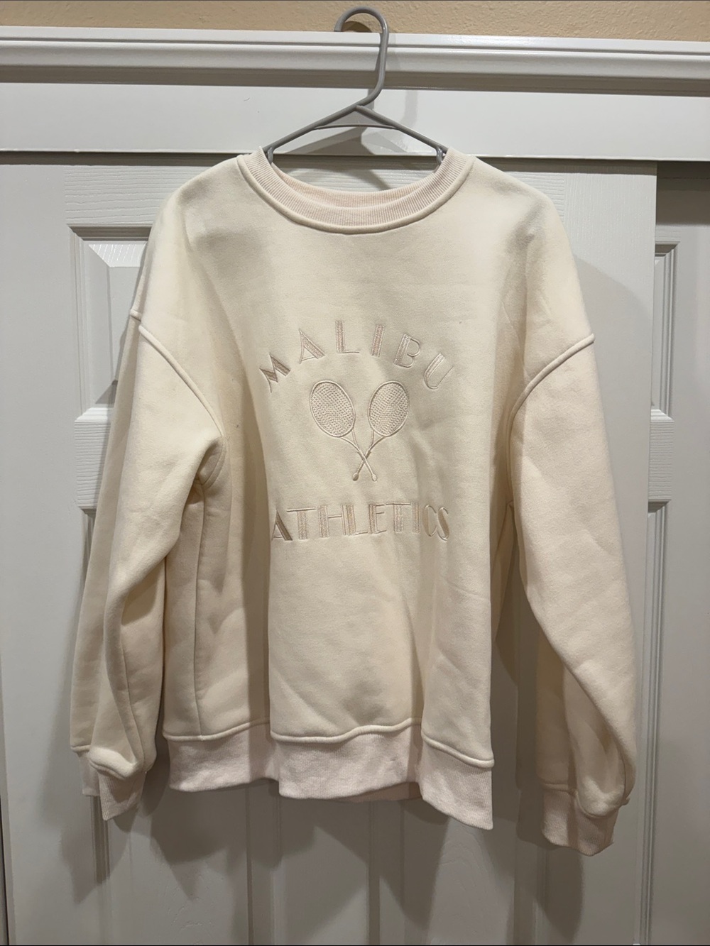 Malibu Athletics Cream Embroidered Crewneck Sweatshirt
